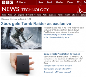 Screenshot of the BBC website